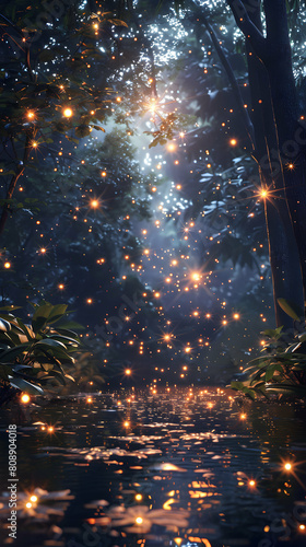 Nighttime Magic  Fireflies Illuminating Mangrove Swamps in Stunning Photo Realism