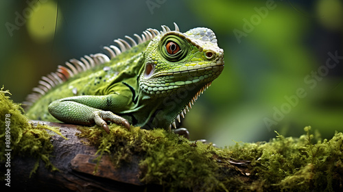 green lizard on a tree