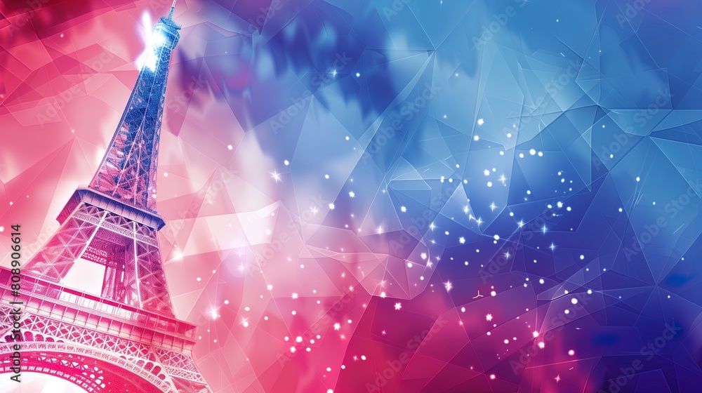 background image with the Eiffel tower and the palette of french flag