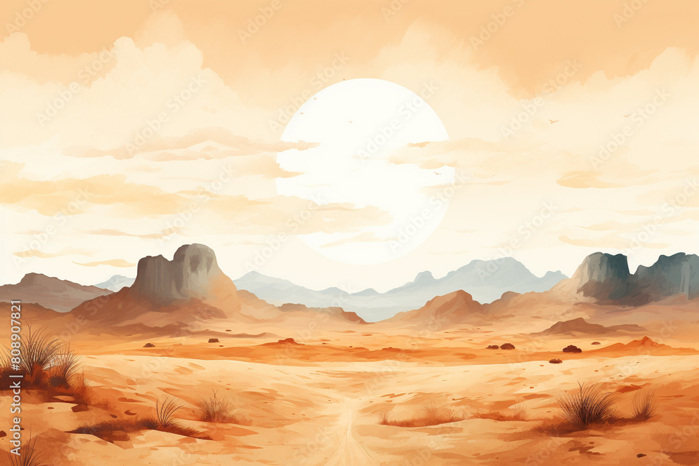 Naklejka premium Sand flat design top view desert theme water color Monochromatic Color Scheme