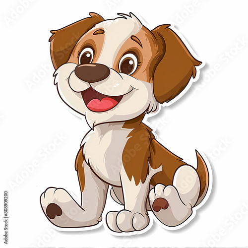 Cute dog cartoon on a White Canvas Sticker vector image