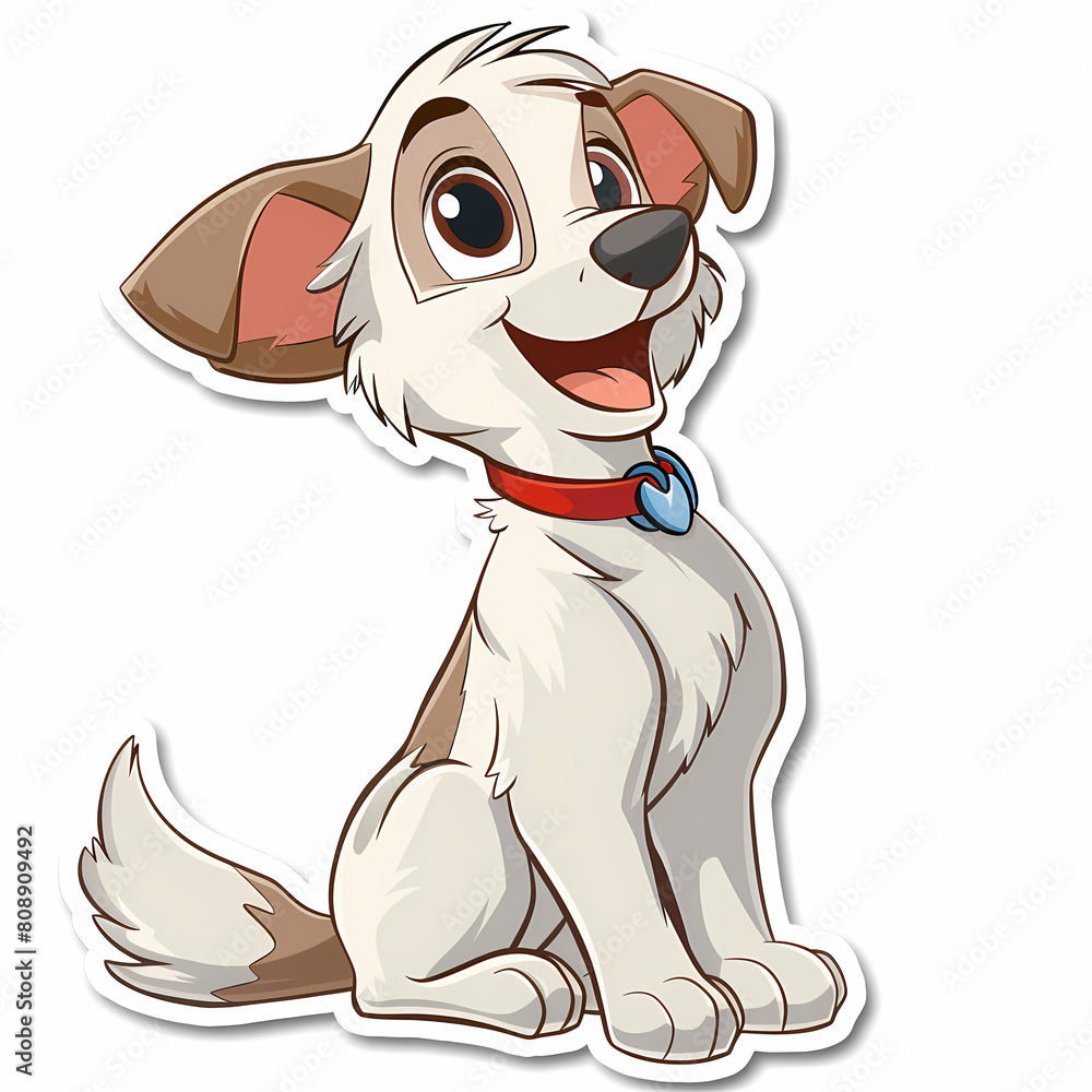 Obraz premium Cute dog cartoon on a White Canvas Sticker,vector image