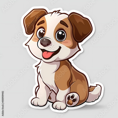 Cute dog cartoon on a White Canvas Sticker vector image