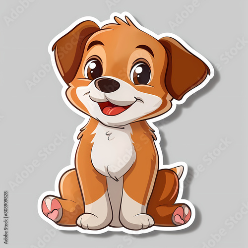 Cute dog cartoon on a White Canvas Sticker vector image