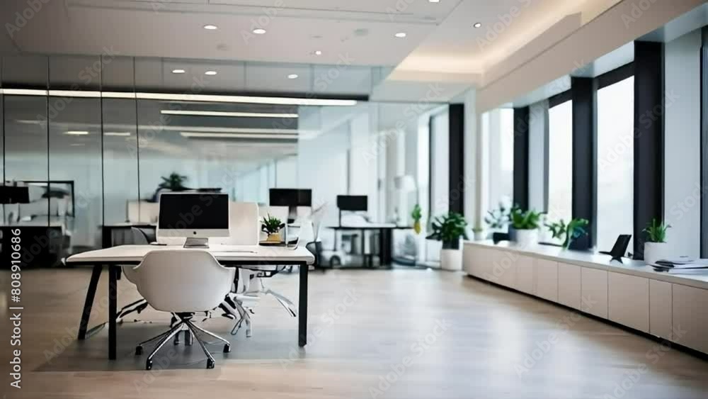 A large open office space with a lot of natural light and plants A large open office space with a lot of natural light and plants