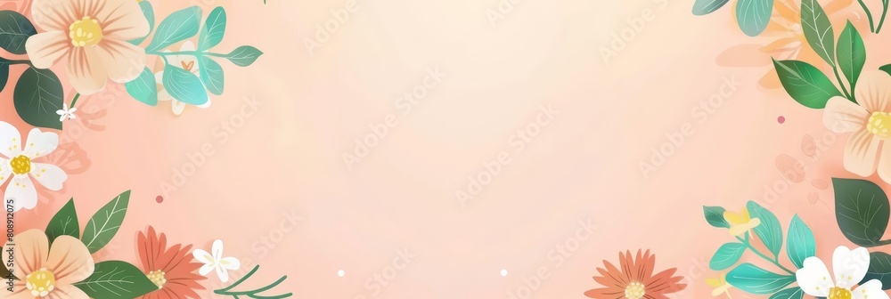 A banner with text copyspace and floral flowers border and frame. A banner with text copyspace and floral flowers border and frame.