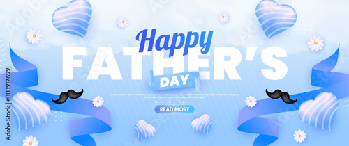 Blue Happy Father's Day banner design