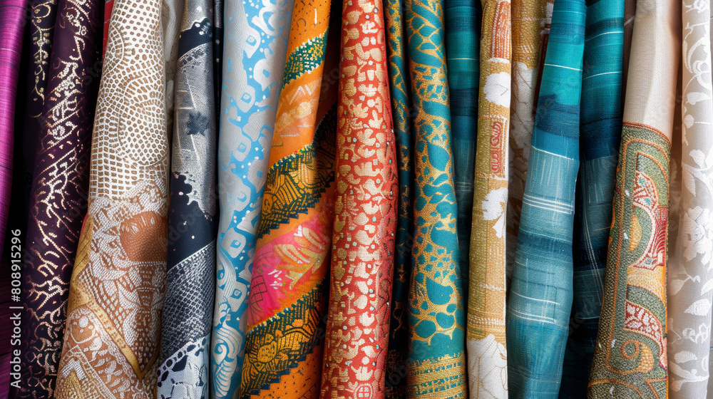 Realistic photo style of various traditional fabrics overlapped, representing cultural diversity and inclusion Realistic photo style of various traditional fabrics overlapped, representing cultural diversity and inclusion