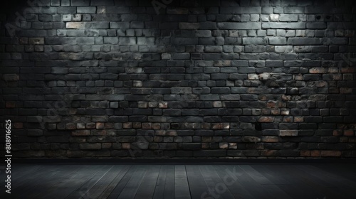 Elegant dark brick wall background  featuring a sleek and sophisticated look with darker tones for a dramatic and moody ambiance