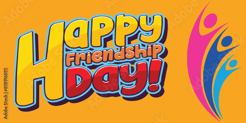 Happy Friendship Day Banner  With   Yellow Background.