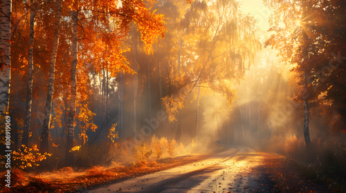 Autumn, road, fall, street, leaves