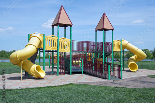 Children's Playground with Yellow Slides