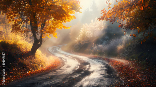 Autumn, road, fall, street, leaves
