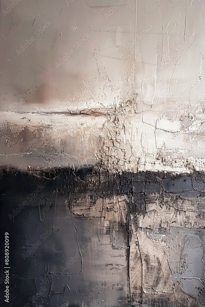 Obraz premium Abstract minimalist art in shades of gray, silver and black. Vertical poster, a painting for the wall. 