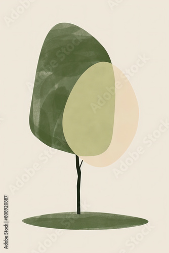 Stylized abstract tree artwork with simple shapes and pastel colors © Rajesh