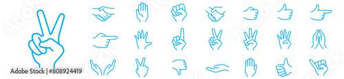 Hand gesture icon set. Editable stroke icons collection illustration vector.