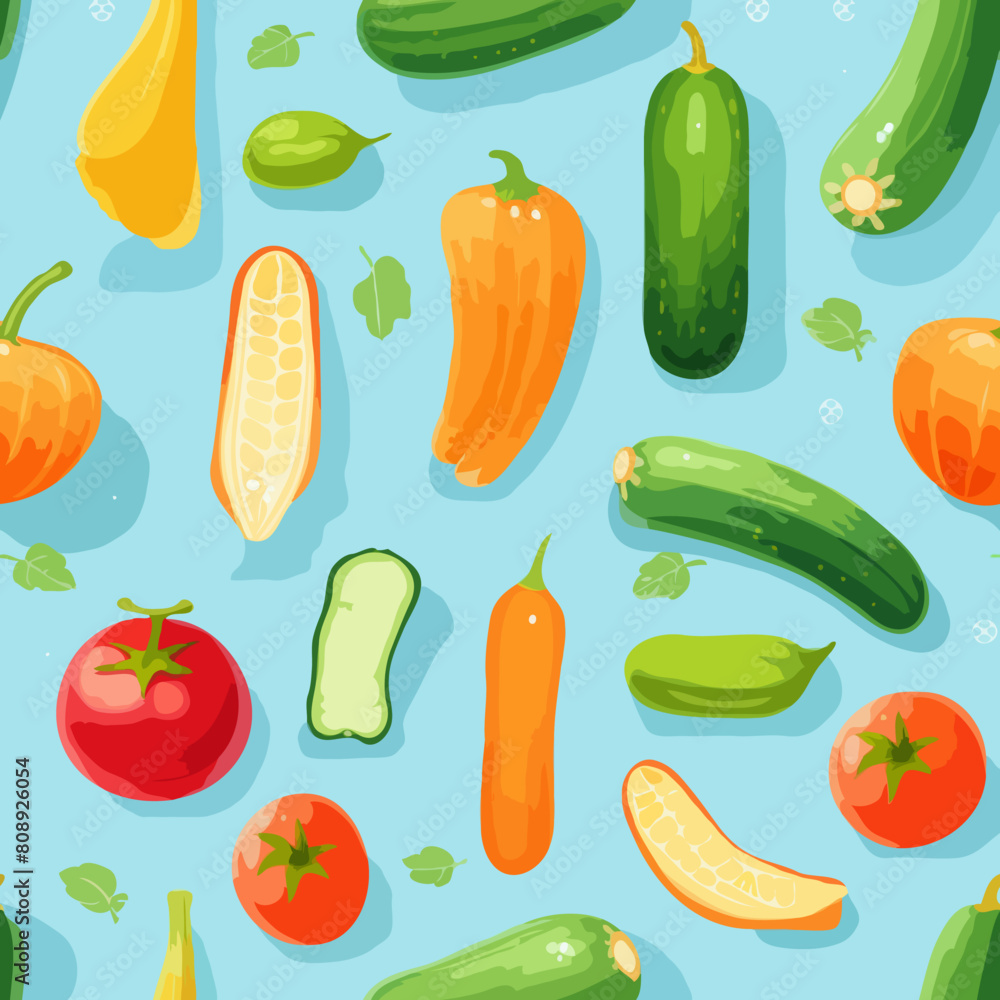 Seamless Colorful Cucumber Pattern Seamless Colorful Cucumber Pattern