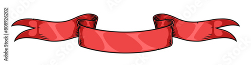 Victorian ribbon vintage sticker red