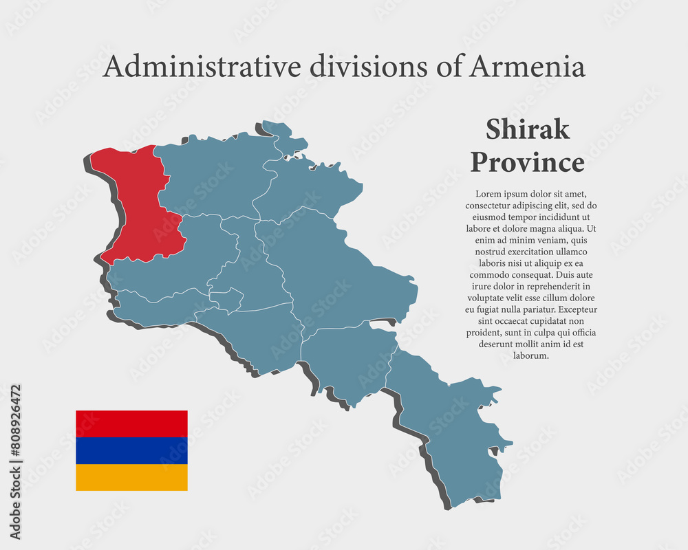Fototapeta premium Vector map Armenia, province Shirak
