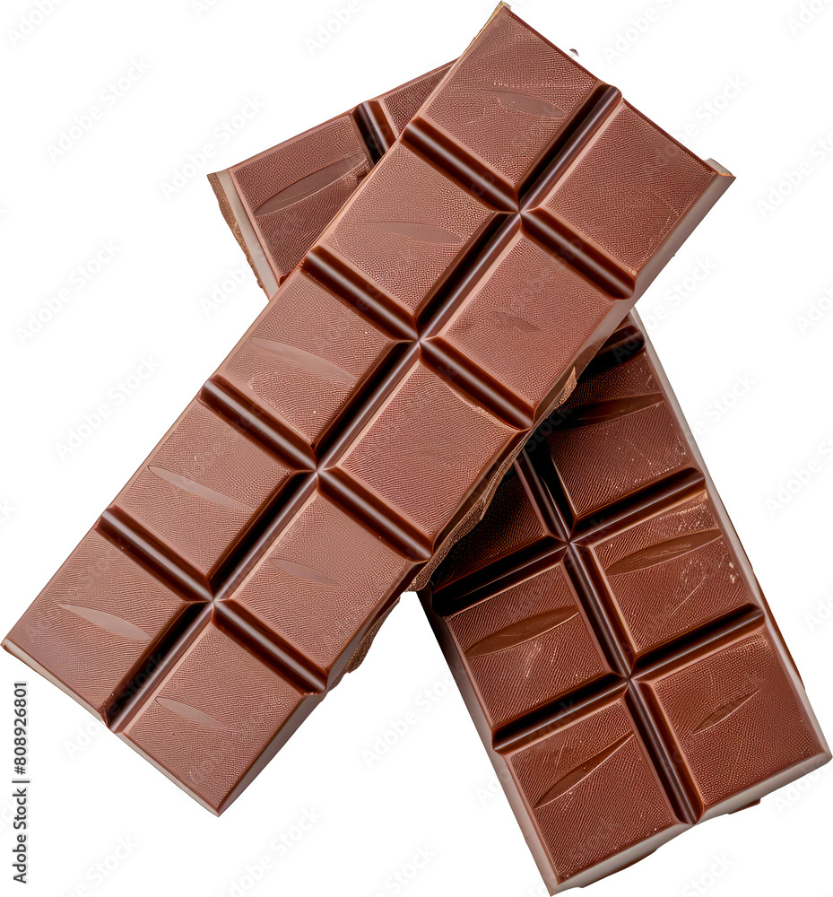 Dark chocolate bar with square pattern cut out on transparent background Dark chocolate bar with square pattern cut out on transparent background