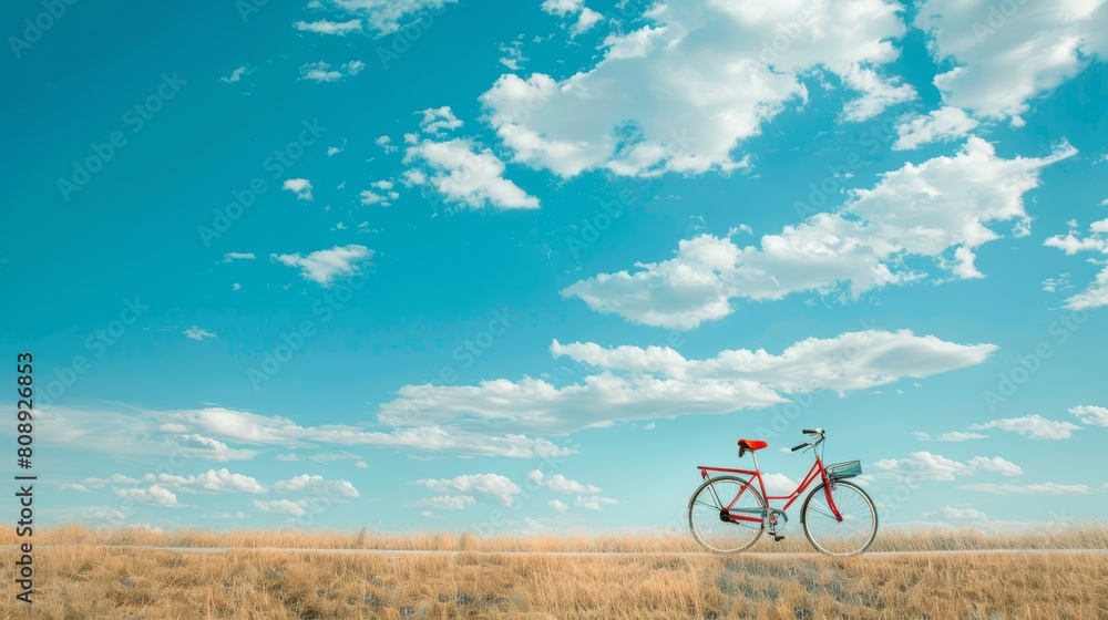 Fototapeta premium bicycle , horizon, with copy space. world bicycle day
