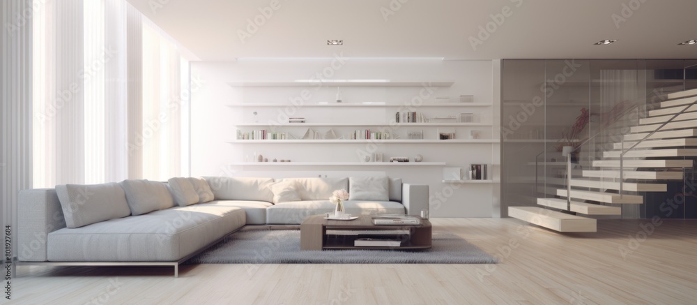 Neat and clean modern living room interior.AI generated image Neat and clean modern living room interior.AI generated image