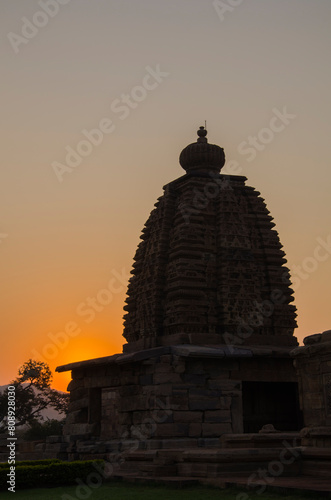The Pattadakal Monuments during Sunrise  Karnataka  India. UNESCO World Heritage Site