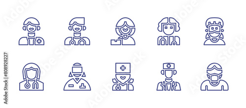 Doctor line icon set. Editable stroke. Vector illustration. Containing doctor  medicalmask  psychiatrist  man.