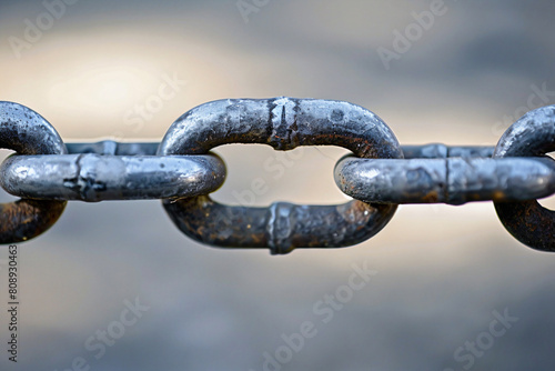 a close up of a chain with a link