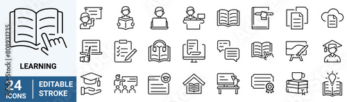 Learning and Education web line icons. e-learning.