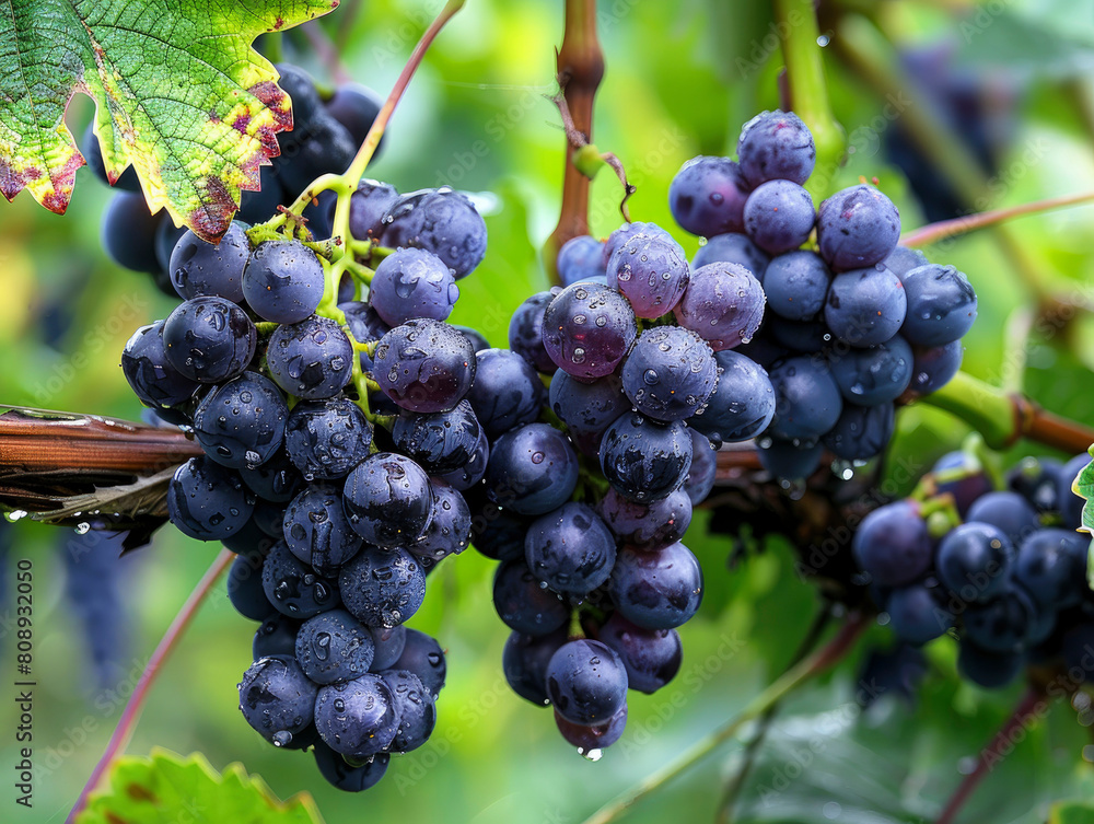 Bunches of ripe grapes before harvest