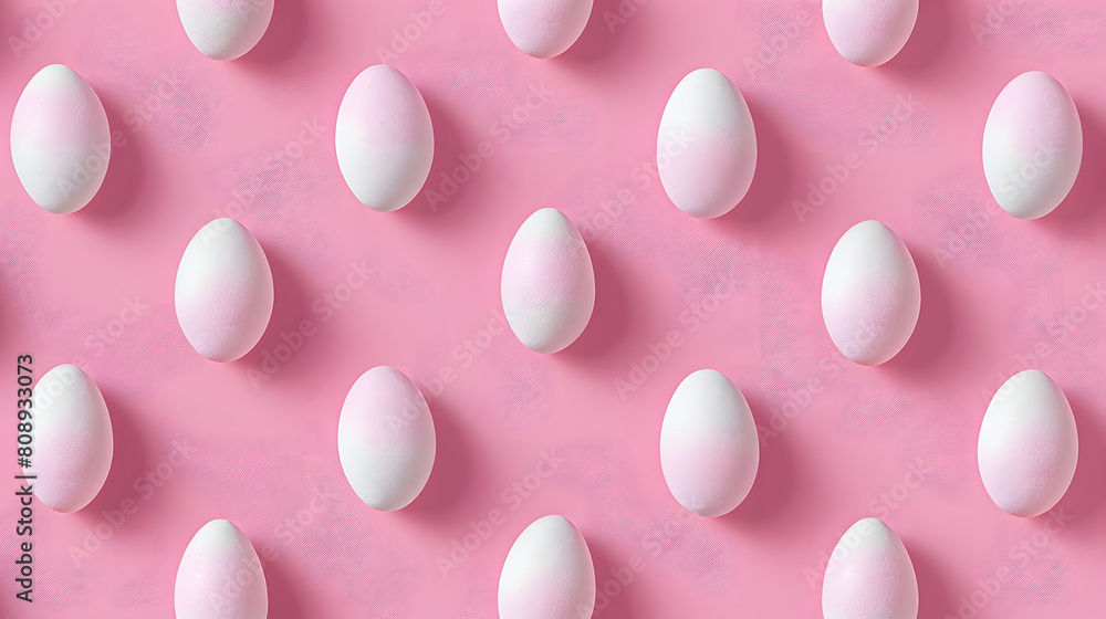Pattern of pink and white Easter eggs over pink background Pattern of pink and white Easter eggs over pink background