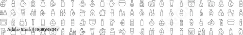 Cosmetic Bottle Linear Icons. Perfect for design, infographics, web sites, apps