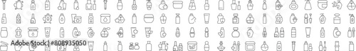Cosmetic Bottle Linear Icons. Perfect for design  infographics  web sites  apps