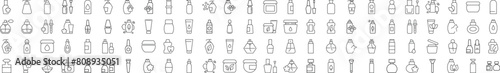 Cosmetic Bottle Monoline Icons. Perfect for design, infographics, web sites, apps