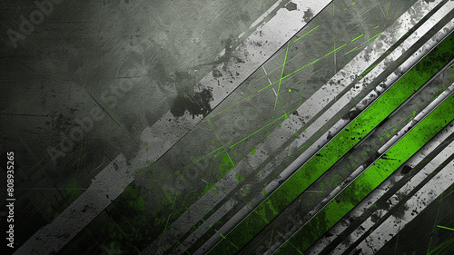.A sleek and modern graphic representation featuring tech green stripes on an abstract grey grunge corporate header banner photo