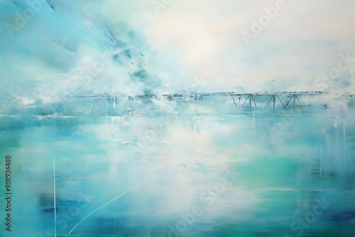 calming ocean spanning bridge. abstract landscape painting  generative ai