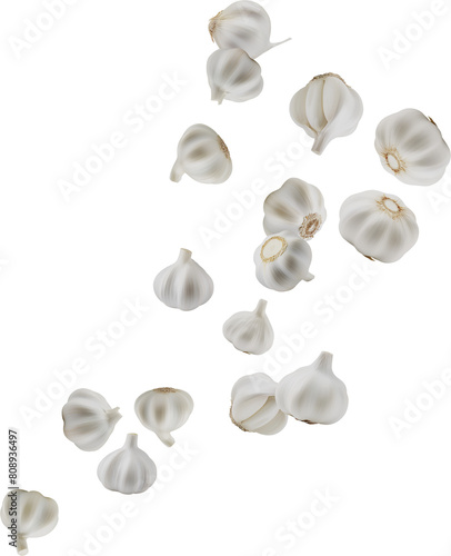 garlic flying in the air