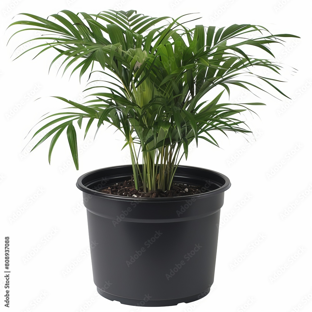 a large plant in a black pot on a white background
