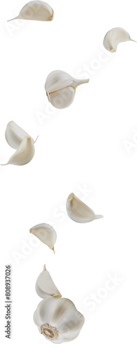 garlic flying in the air