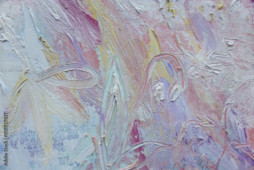 Wallpaper Mural Abstract original painting. Pastel color hand painted flowers background. Brush strokes paint texture. Torontodigital.ca