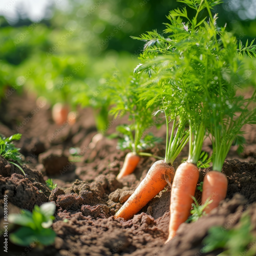 Close-Up of Fresh Carrot Plants Growing in a Field Close-Up of Fresh Carrot Plants Growing in a Field
