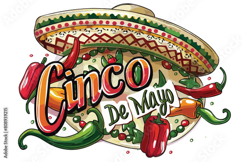 Cinco de mayo hand drawn lettering design vector illustration perfect for advertising, poster, announcement, invitation, mexican party, greeting card Ganeretive AI
