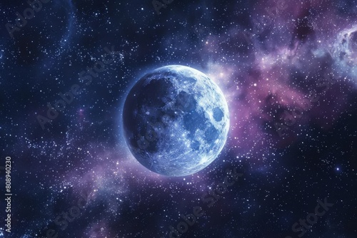 celestial moon floating in the vast cosmos of space abstract 3d illustration