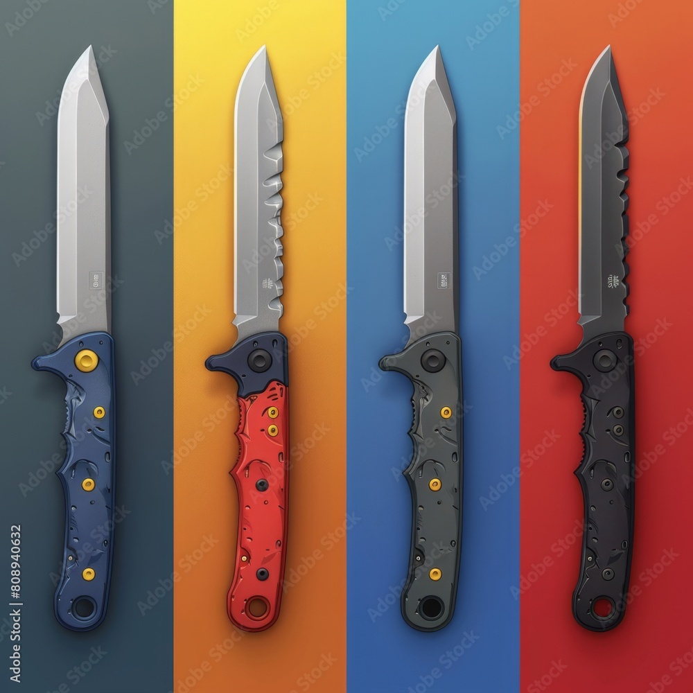 Obraz na plátně a group of different colored knives with a yellow center