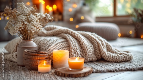 A Cozy Hygge Home wih Soft Blankets  Warm Beverages  and Candlelit Serenity