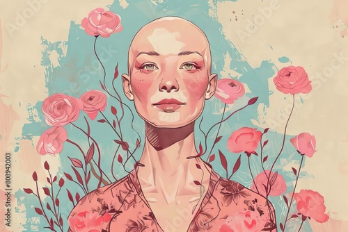 courageous womans journey embracing baldness after chemotherapy empowering portrait illustration photo