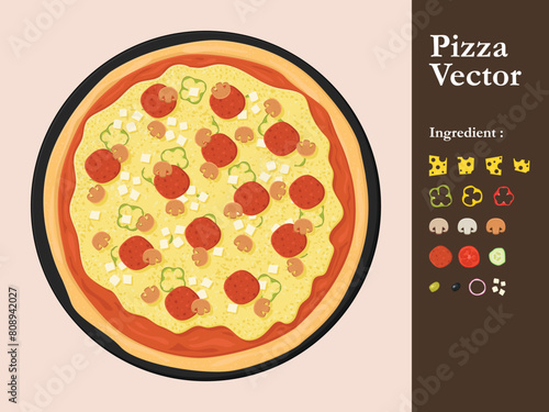 pizza icon restaurant vector menu element cafe pepperoni cartoon illustration abstract sauce food