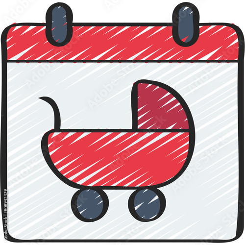 Pushchair On Calendar Icon