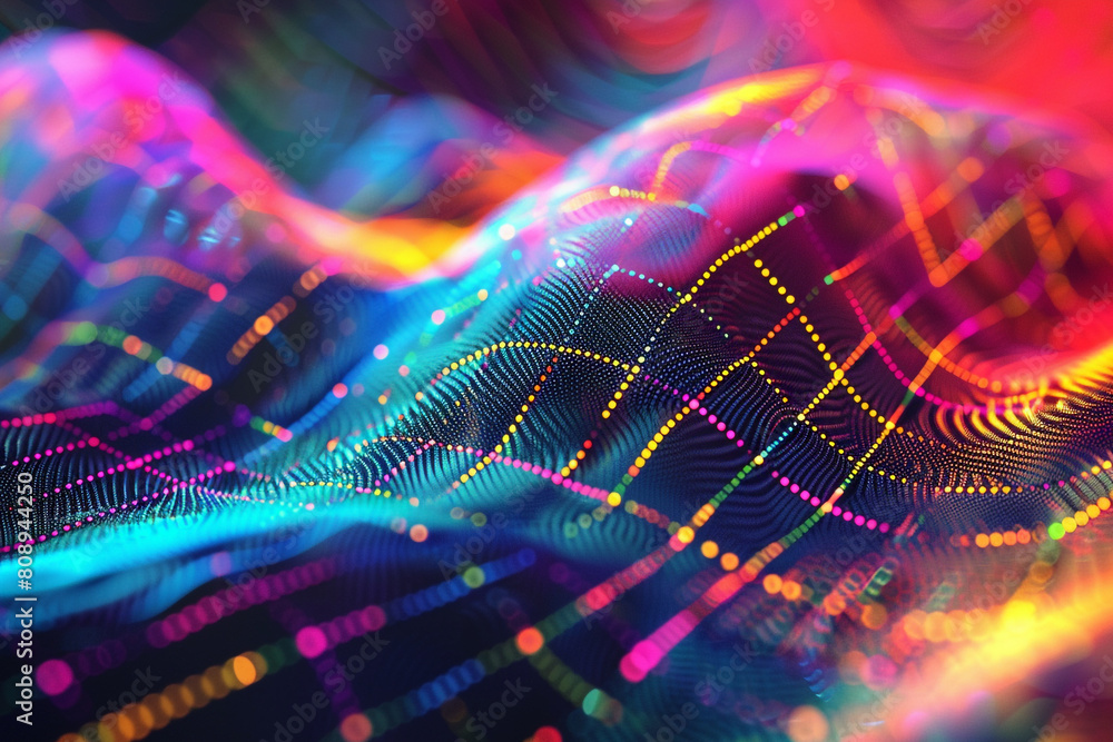 A matrix of colorful digital threads intersecting in a dynamic, abstract communication network. A matrix of colorful digital threads intersecting in a dynamic, abstract communication network.